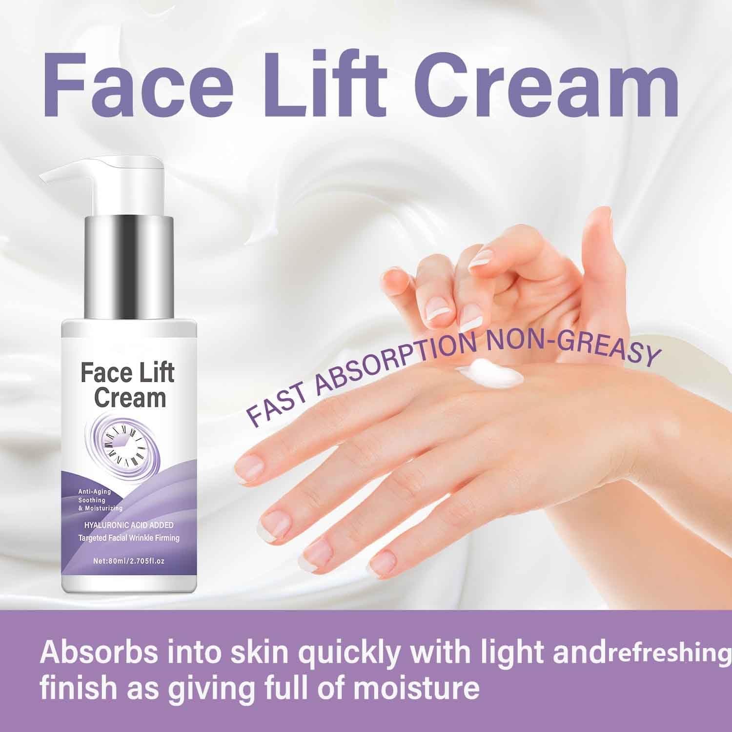 Tightening Lifting Wrinkles Fine Lines Face Cream, Gesichtscreme zur Straffung glatter Haut, Instant Face Lift Cream zur Hautstraffung, Collagen Hyaluronsäure Facial Moisturizer für trockene (5pcs)