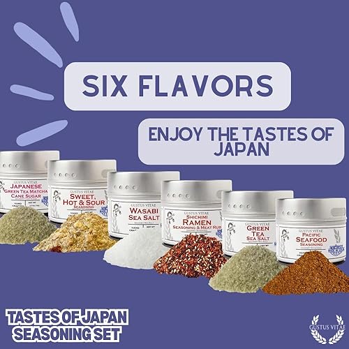 Miniatura 5 de Juego de regalo gourmet Japanese Seasonings – Tastes of Japan – Mezcla de especias artesanales – Paquete de seis – Sin OMG, totalmente natural, lote