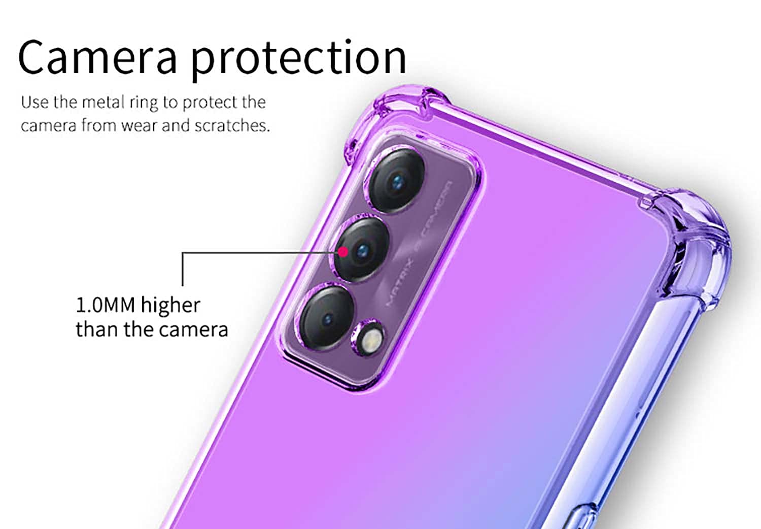 GOKEN Coque pour realme GT Master Edition + 2 Verre Trempé, Gradient Color Silicone en Gel Antichoc Housse Protection Étui, TPU Bumper Protection Case Cover avec Anti-Scratch, Rose/Purple