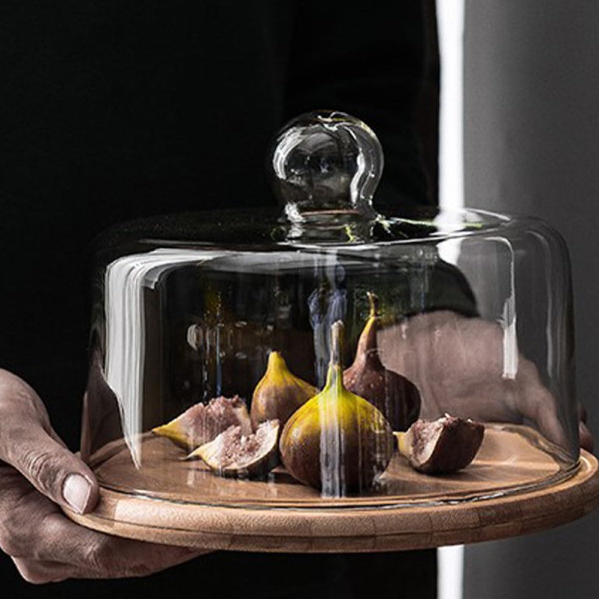 Couvercle à Gâteau en Verre Transparent avec Plateau, Cloche Alimentaire