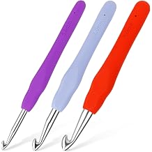 Iuuidu 3PCS Crochet Hooks, 5.0/7.0/9.0mm Ergonomic Handle Crochet Needles for Arthritic Hands, Large Crochet Hooks for Beginners, Comfortable Smooth Knitting Needles for Handmade DIY Multicolor