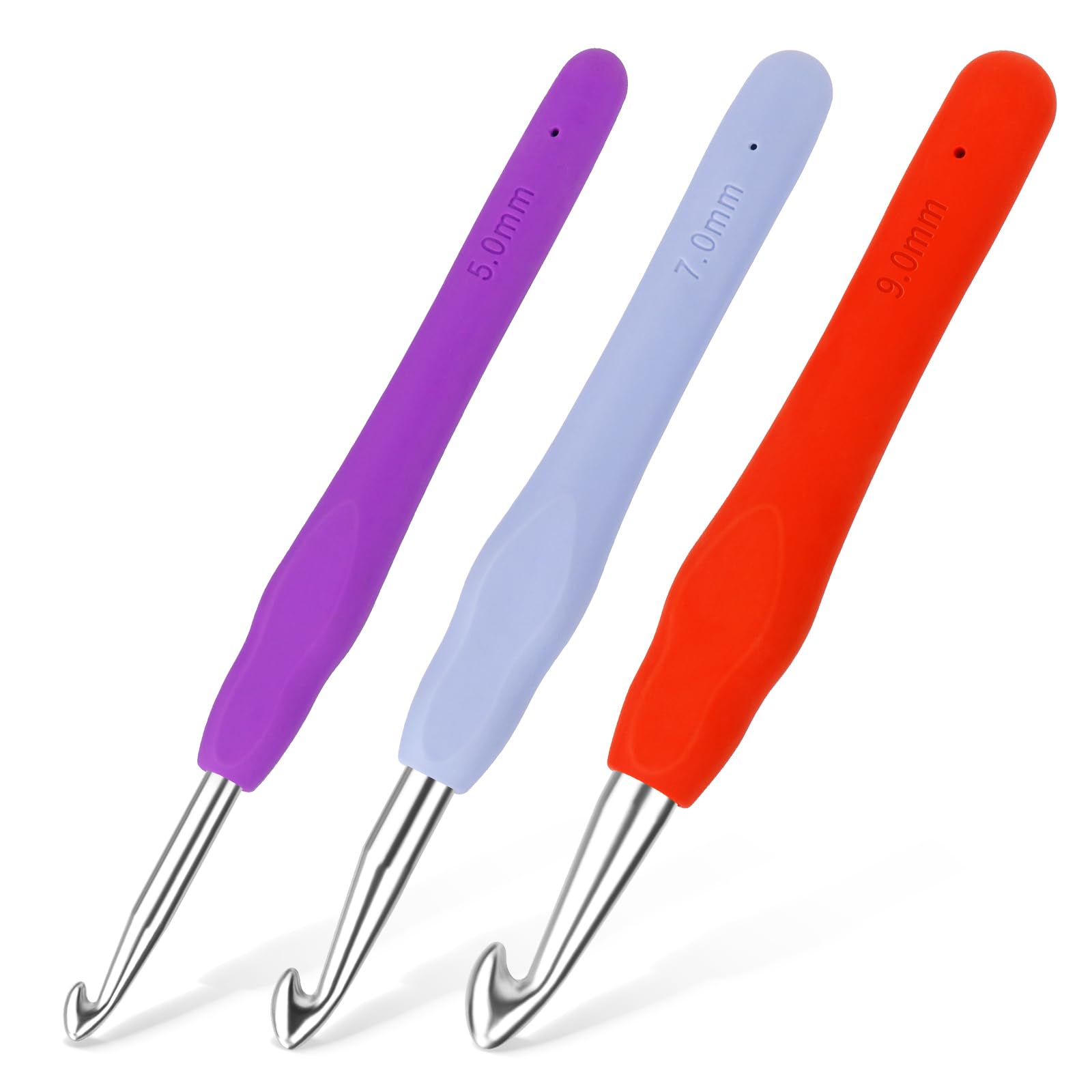 Iuuidu 3PCS Crochet Hooks 5.0/7.0/9.0mm Crochet Hooks for Arthritic Hands
