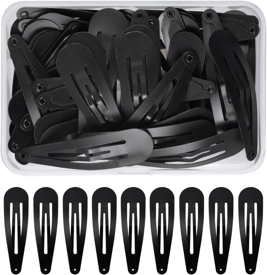 50PCS Black Snap Hair Clips, 5CM Girls Hair Clips Metal, BB Barrettes, Hairpins for Kids Girls Women