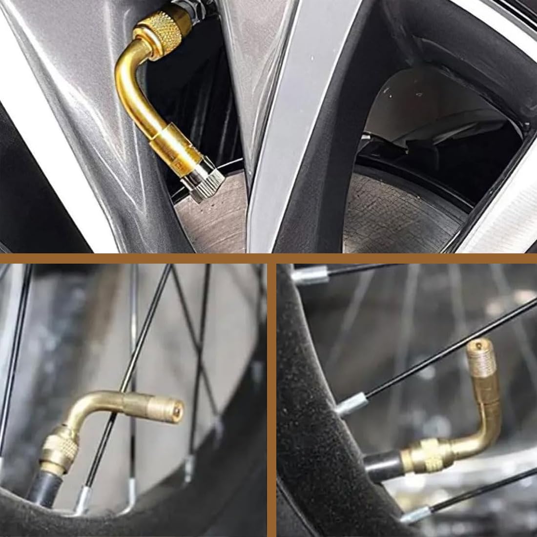 Prolunga della valvola, 6 Pezzi, Valvole di Estensione a 90 Gradi in Rame, Completo con Estensioni in Rame 180mm, Auto Valvola Pneumatico Estensione Valvola ad Angolo, per Auto, Moto, Bici