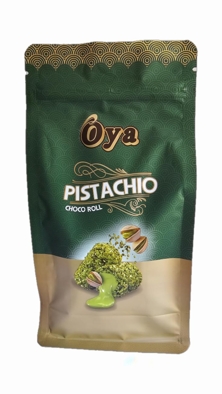 Oya Pistachio Choco Roll 500 Gram with Yummy Cream from Dubai | Diwali Gift Box | Classic Delicious Wafer Roll Sticks with Pistachio Dry fruits and Cocoa Cream, Smooth Crunchy Snacks, Biscuits, Sweet Treats for Kids and Adults | A delicious snack for a cozy tea time or coffee break | The assorted set is perfect for parties, family gatherings, or as a sweet gift for someone special | A sweet gift for chocolate enthusiasts | Imported from UAE. Delicious Mouth Melting Chocolate