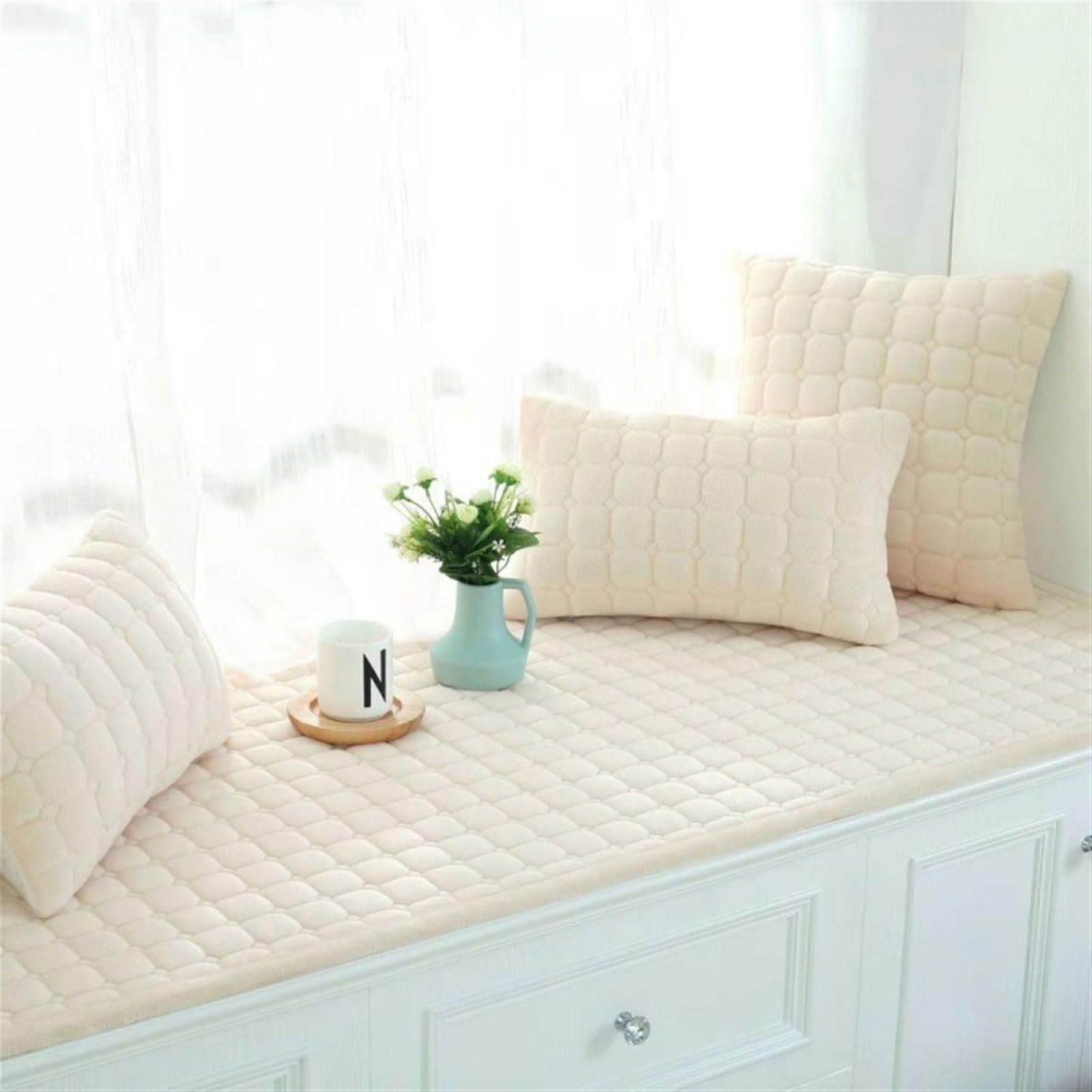 Coussin de banc lavable blanc 70 x 180 cm pour rénover un canapé ou une terrasse