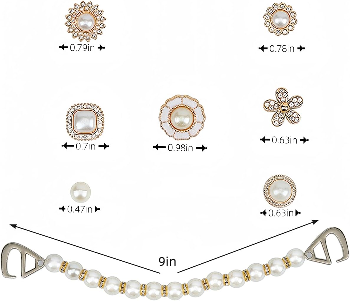 Bling Shoe Charms Cute Shoes Decorations for Women Pearl Chains Pink Shoe Accessories Flower Shoe Charm DIY Own Style