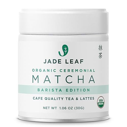 Jade Leaf Matcha Organic Ceremonial Grade Green Tea Powder - Barista Edition For Cafe Quality Tea & Lattes - Authentic Japanese Origin (1.06 Ounce Tin) - Ceremonial Barista (Tub) - 1.06 Ounce (Pack of 1)
