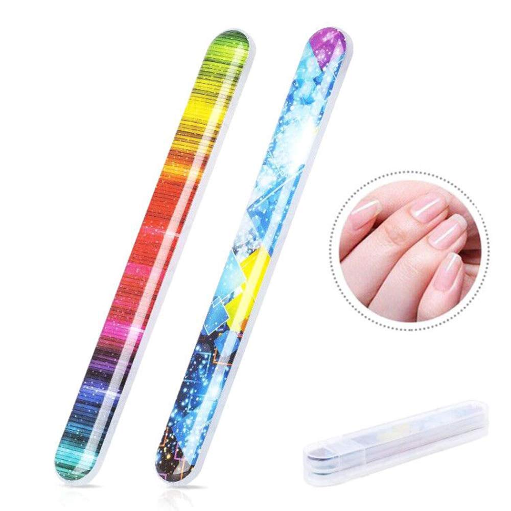 2 Pieces Prenium Nano Glass Nail Shiner Glass Nail Files Rainbow Nail