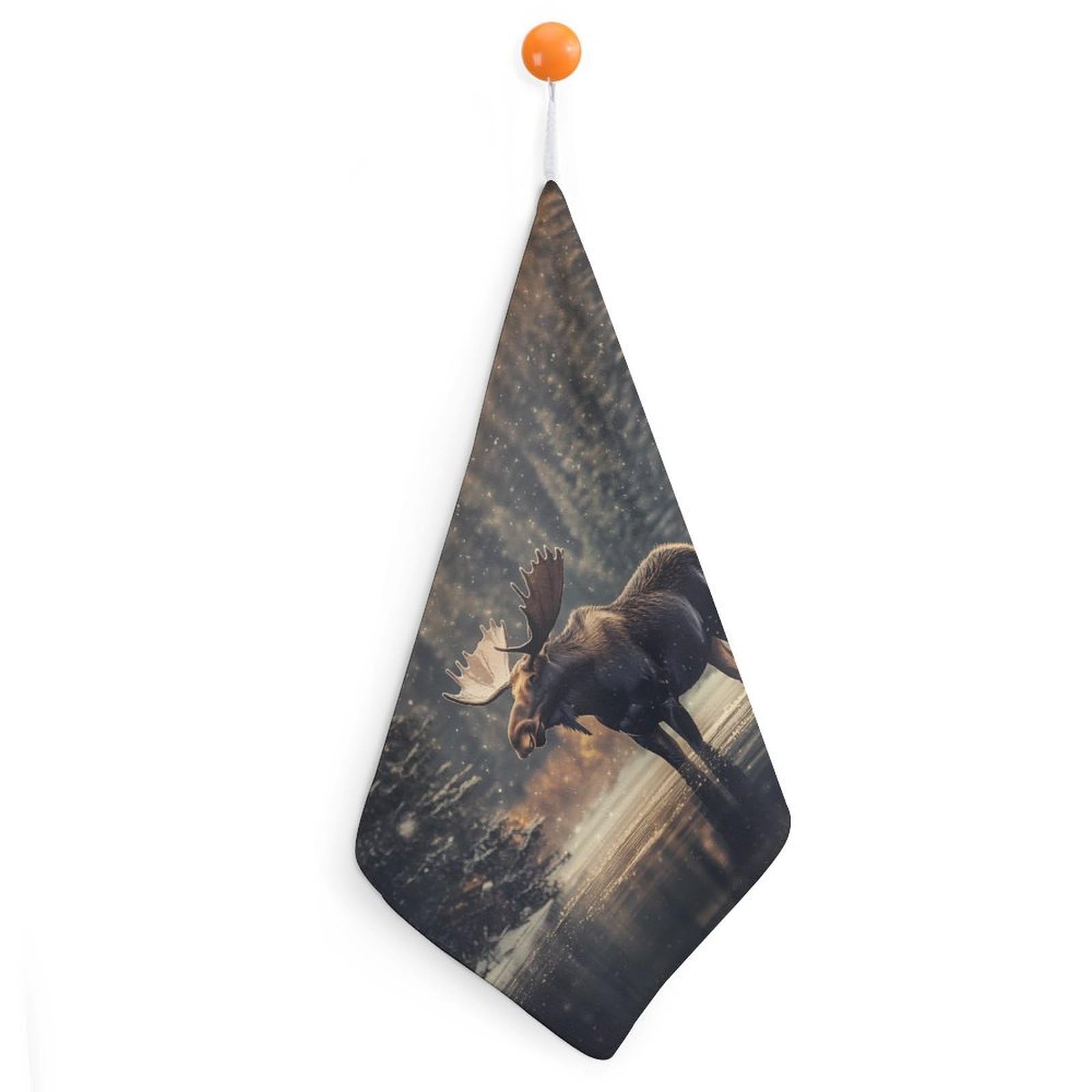 TXFBTRFSA Moose Winter Wildlife Deer Hand Towels with Hanging Loop Kitchen Towel Handkerchiefs Cleaning Cloths