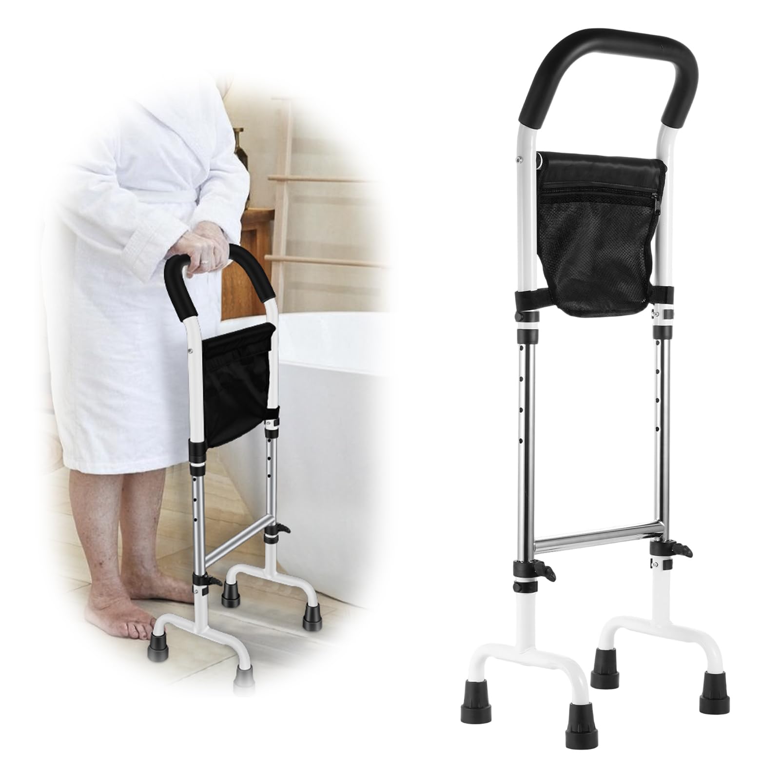 Ayuda para Levantarse para Personas Mayores, Ayuda para Levantarse de la Cama, Ayudante Móvil Ajustable para Levantarse, Clip de Fijación de Base Mejorado, Ayuda de Pie para Cama, WC, Sofá