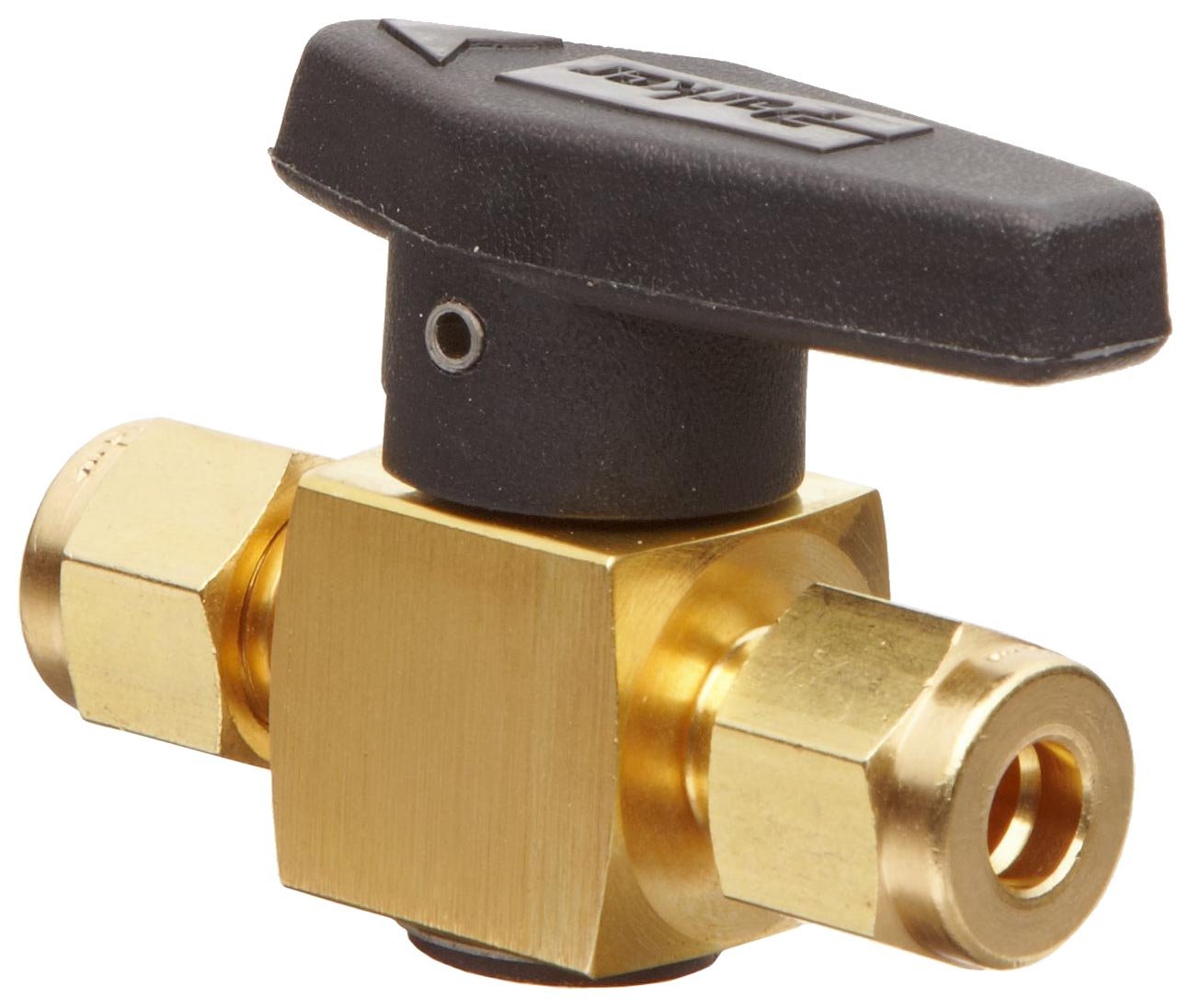 Parker4A-PR4-VT-B Brass Plug Valve, 1/4" A-Lok Compression Fitting