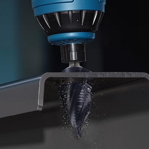 Miniatura 8 de VEVOR Broca escalonada, 316 a 1-38 pulgadas, vástago triangular de 38 pulgadas, acero de cobalto de alta velocidad con revestimiento TiAlN, cuatro