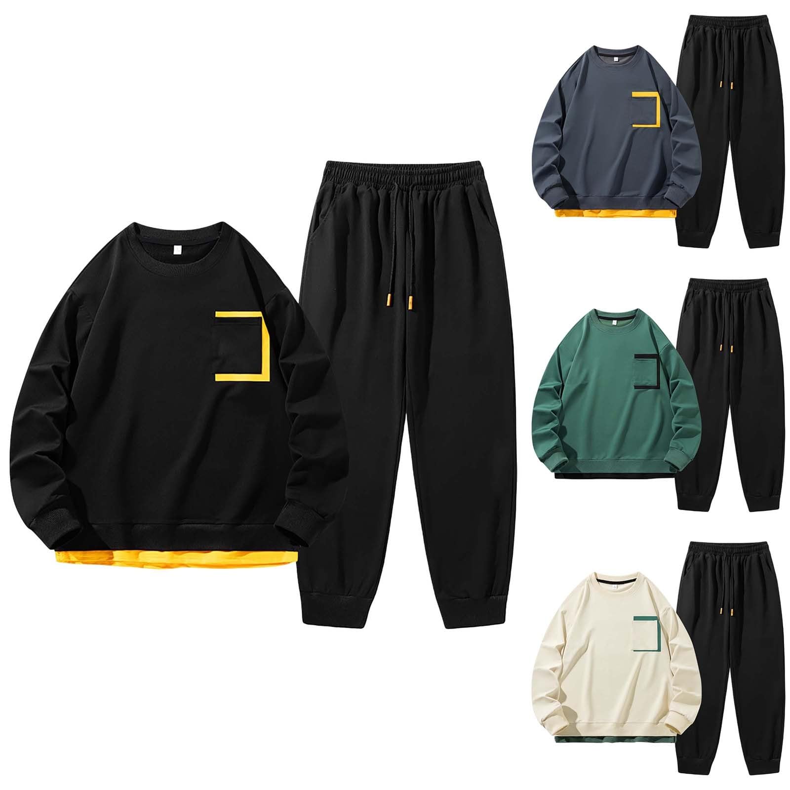 Tuta Uomo Completa Offerte Cotone Palestra Sport Tute da Ginnastica Felpa con Cappuccio e Pantalone Due Pezzi Suit Tracksuit Felpata,Tuta Da Casa Uomo,Regalo Natale Halloween Capodanno