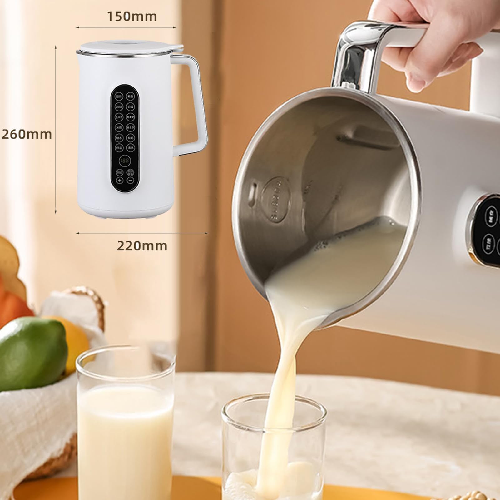 Macchina per il latte di noci 8 in 1 Macchina automatica per latte di avena e mandorle di soia con avvio ritardato mantiene caldo e funzione di pulizia automatica