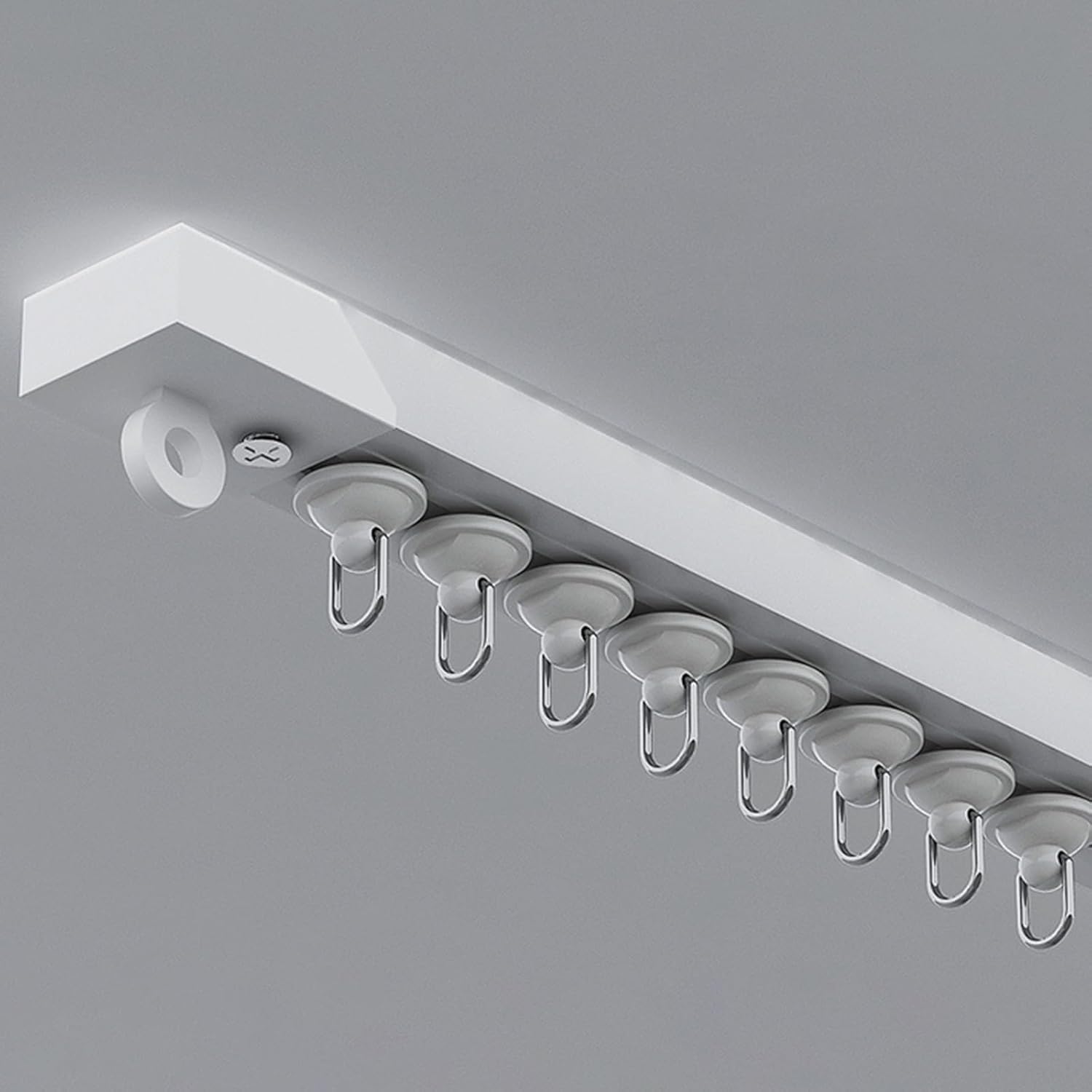 REMYS Ceiling Curtain Track, White Sliding Curtain Rail Hardware, Commercial Room Divider Rod for Bedroom/Kids Room/Hospital Window Use(Ceiling Mount,1.2m/3.9ft)
