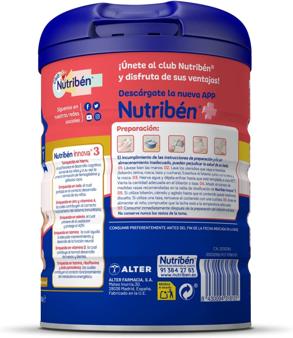 Nutriben Innova 3 Preparato Lacteo Crecimiento 12m+ 800g