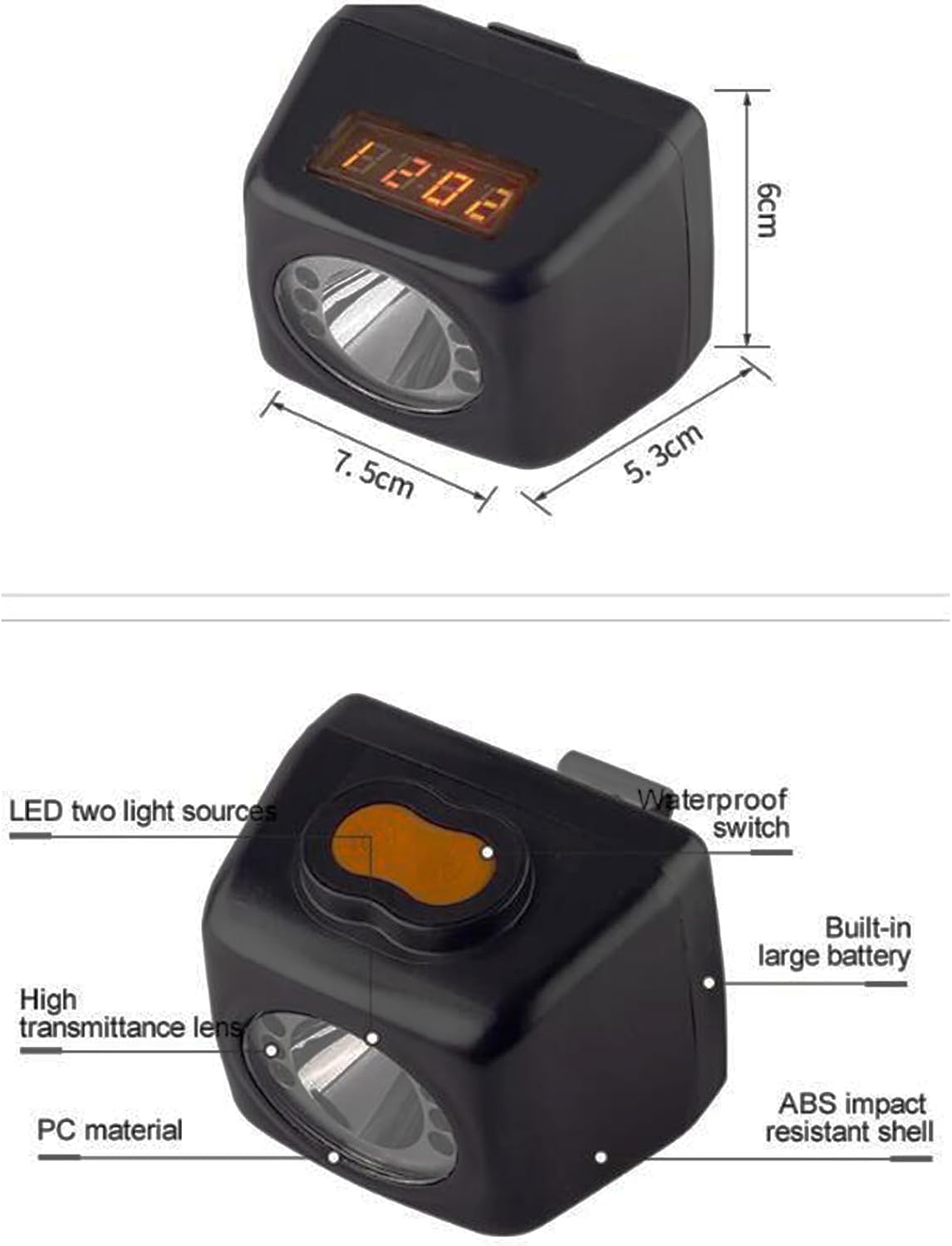 KL4.5LM(3W) Super Bright LED Mining Light - Waterproof Underground Headlamp for Hard Hat - Explosion-Proof Miner Cap Lamp - Black