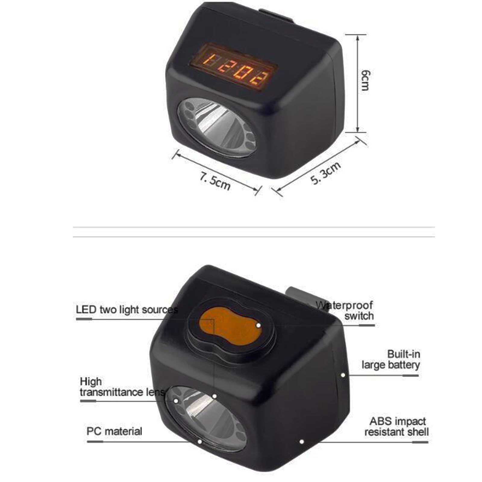 Wodoodporna lampka górnicza 4500MA, ładowna lampa lampy kopalniczej Lampa reflektorowa odporna na eksplozję węgla LED Light Light (czarny)