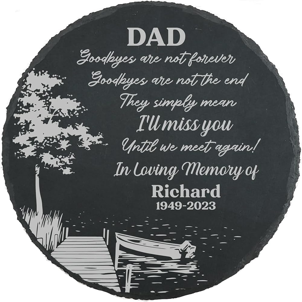 Generic Dad Memorial Slate Stone, Sympathy Gifts Loss of Father Stepping Stones Outdoor, Decorative Stone for Garden, Sympathy Gift for Loss of Father, Memorial gifts for Loss of Father, Black