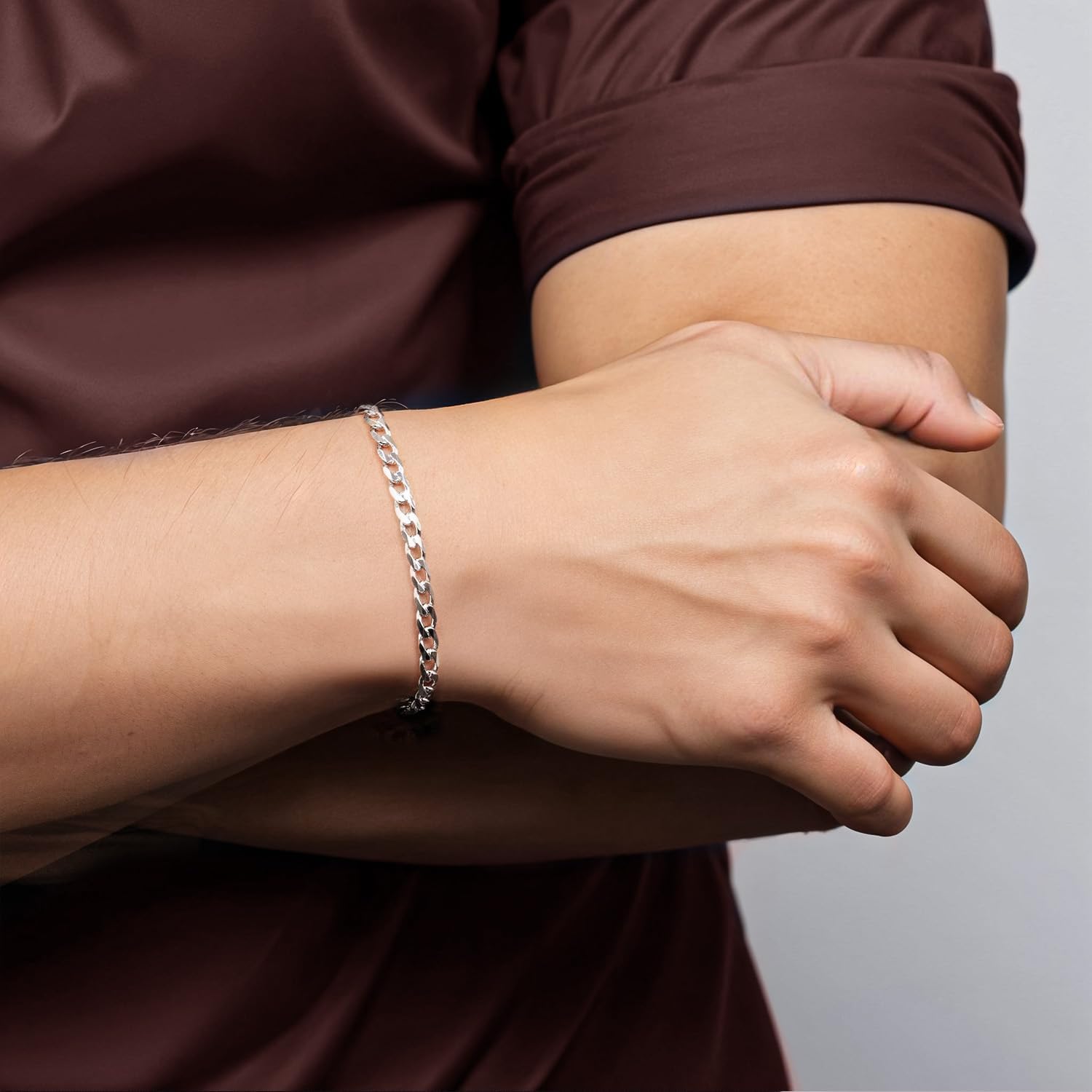 Charmsy Solid 925 Sterling Silver Curb Chain Bracelets for Men Women | Italian 4.5mm Diamond-Cut Cuban Link Curb Chain Bracelet for Men (6.5, 7, 7.5, 8, 8.5 & 9 Inches), Made in Italy - Image 3