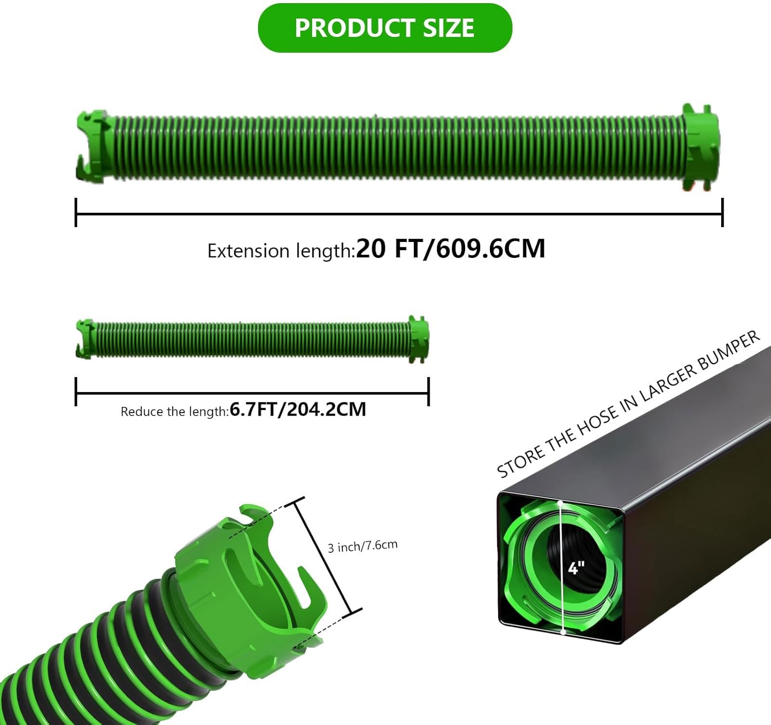 20FT RV Sewer Hose Kit with 90° Clear Elbow 4 IN 1 Adapter & 2 storage caps - TPE Material for Crush & Abrasion Resistant