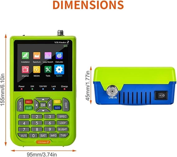 Digital Satellite Finder, 1080p HD V8 Finder 2 Meter DVB-S/S2 Digital Display Satellite Finder Type-C Rechargeable Signal Satellite TV Receiver,Satellite Finder Meter(Star finder)