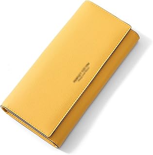 シンプルな財布の柔らかい革の女性長い財布カードホルダーの電話ポケットの女性クラッチ (Color : Yellow, Size : 19x3x9cm)