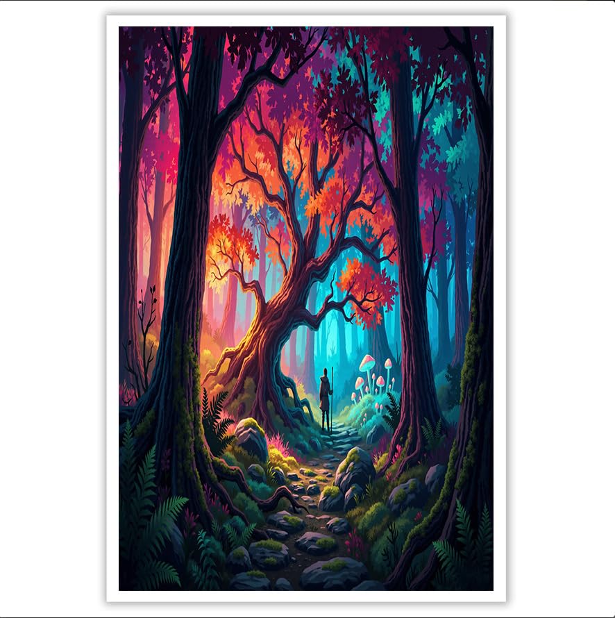 Cuadros decorativos de bosque para salón y comedor en lienzo elegante de 60x90 cm