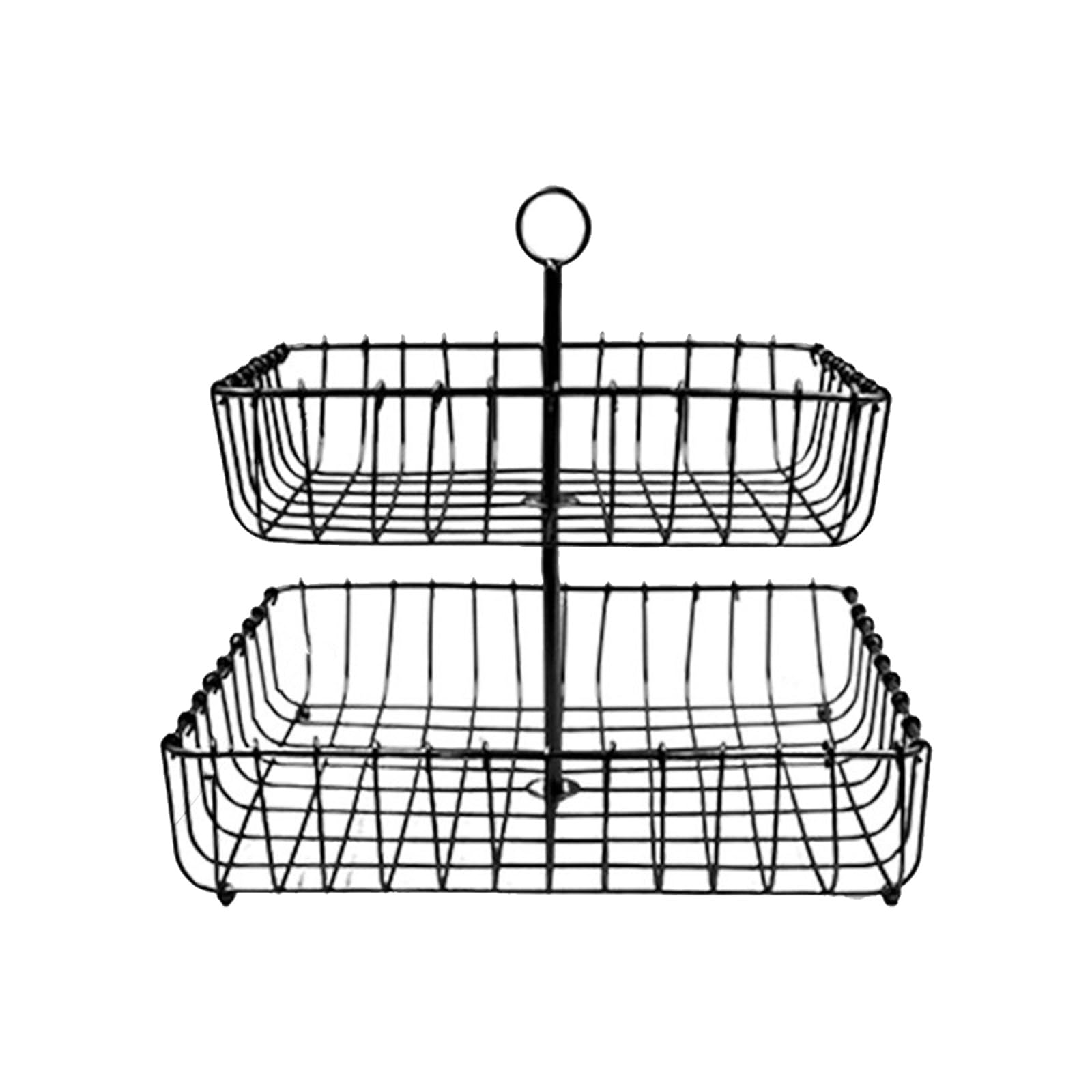 Hsioluted Deck Iron Wire Fruit Basket Nordics Kitchen Countertop Storage Stand with Ventilation Holes Snacks Holder Iron Snacks Tray for Home