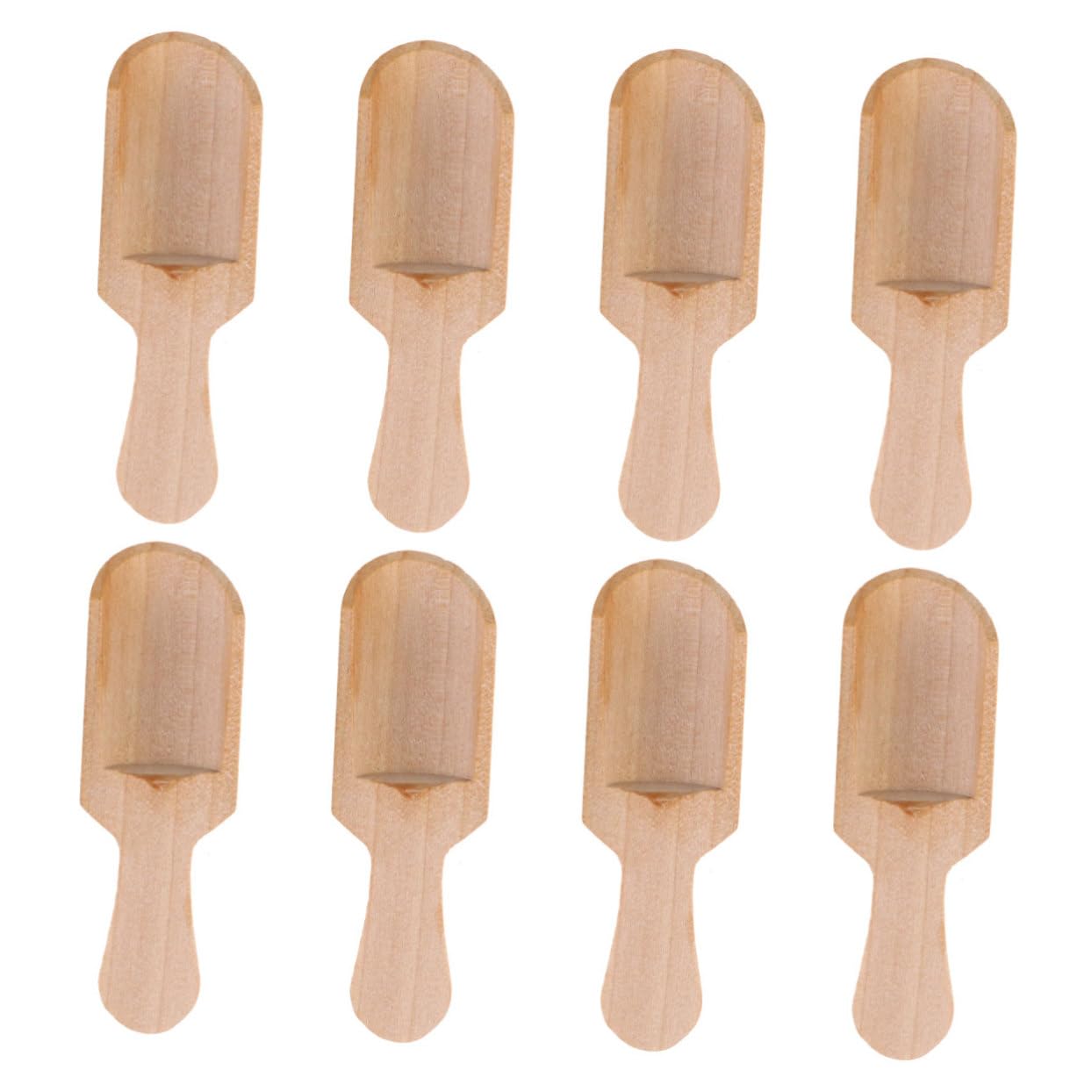 8Pcs Wooden Salt and Tea Scoop Flat Handle Measuring Spoons for Kitchen Spices Bath Alternative to Shovels
