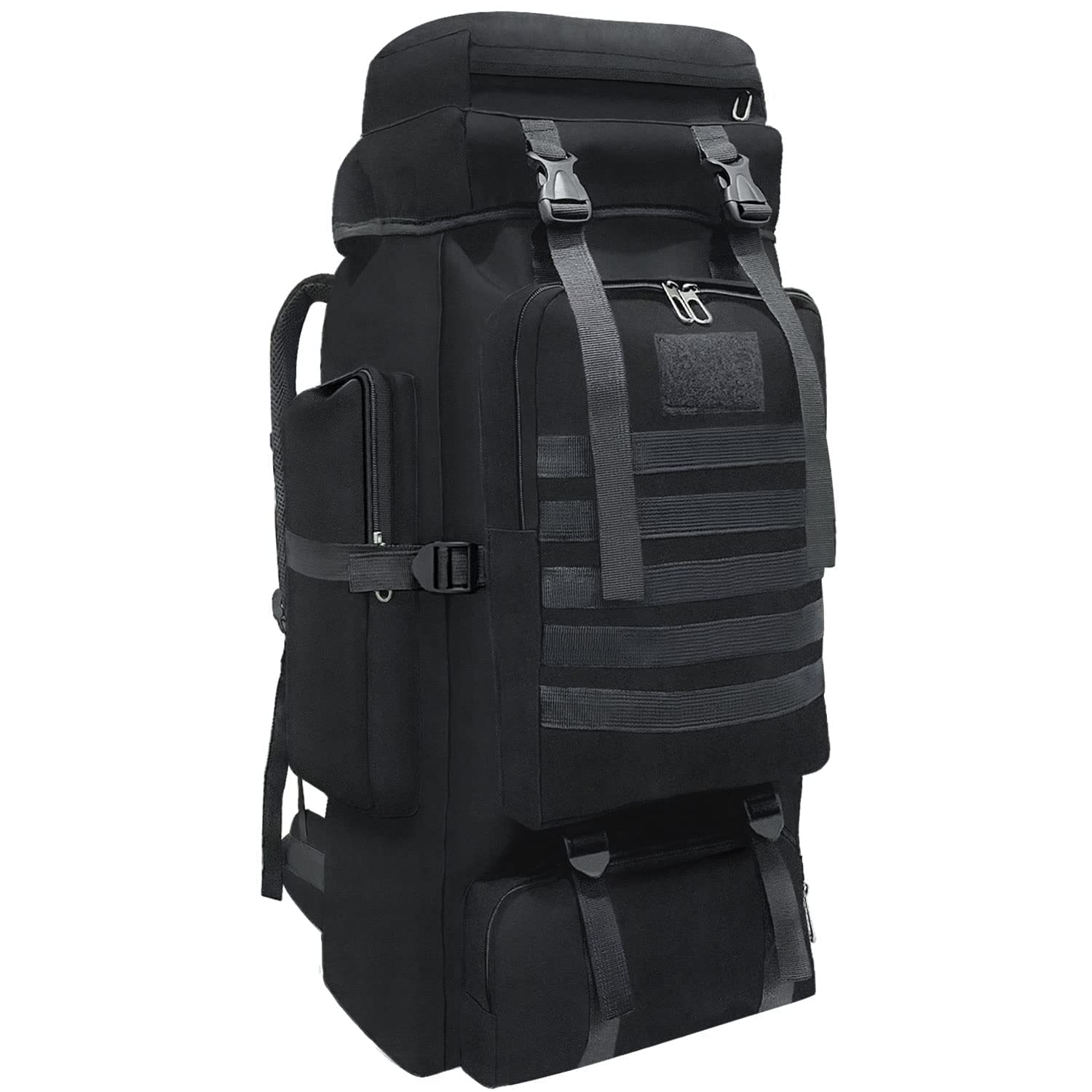 Zaino da viaggio, 80 l, tattico militare, ispessito, regolabile, impermeabile, grande capacità, Connettore USB nero