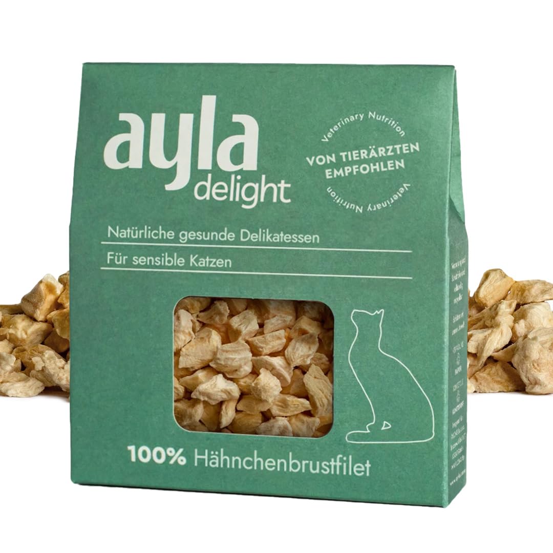 AYLA Premium Gefriergetrocknetes | 5X Bundle Proteinreiches Katzenleckerlis | Vital-Booster für Fell & Muskulatur | Für Kitten & Erwachsene Katzen (140g, Hühnerbrust-Filet)
