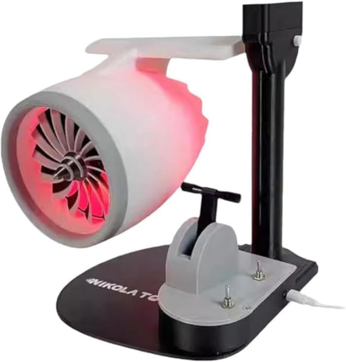Creative Turbo Desktop Fan, Jet Engine Design, Red, 5-Blade, Humidifying Spray & LED Tail Flame Effect