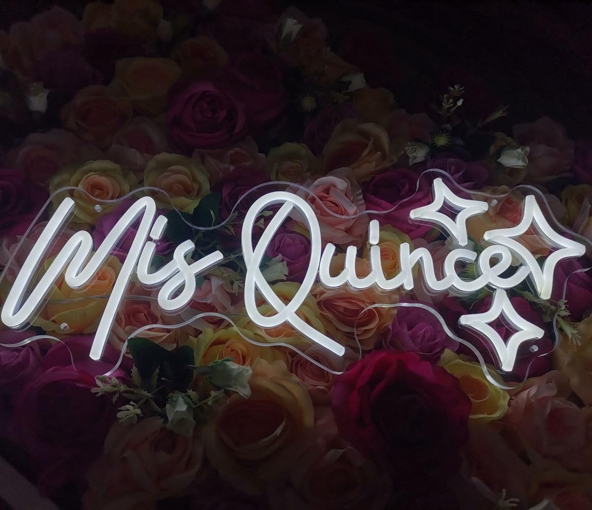 Mis Quince Custom Neon Sign Light for Wall Decor,Quinceanera Neon Light Birthday Gift,Wall Art Neon Led Light Up Signs Personalized Mis Sign Gifts for Her,Size:50cm