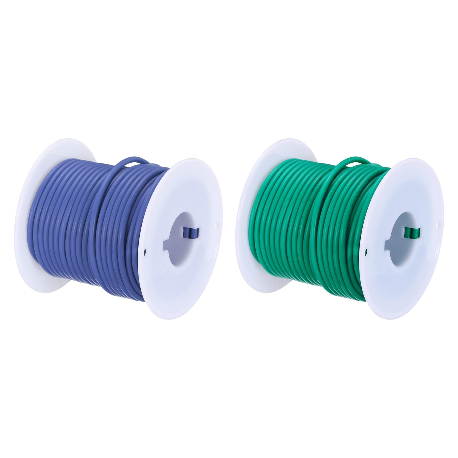 sourcing map 18 Jauge Silicone Fil 18AWG Électrique Fil Toronné Fil Souple Etamé Cuivre Fil Haut Temp Raccordement Bobine Bleu et Vert 15m/49.2ft pour Voiture Modèle Électroménager 2pcs