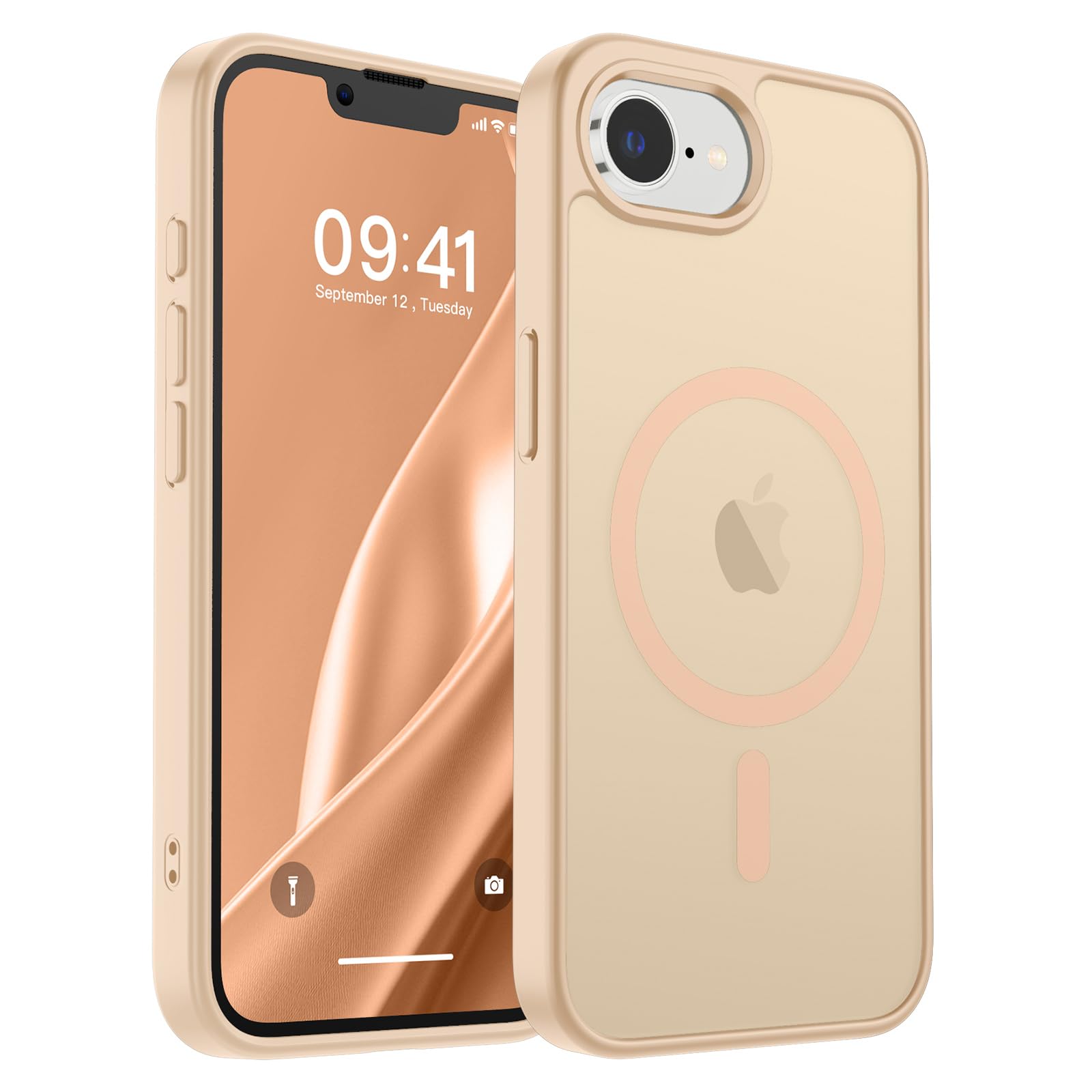 SUPFINE Magnetic for iPhone 16e Case 2025 (Compatible with MagSafe)(Military Grade Drop Protection) Slim Translucent Matte Shockproof with Anti-Fingerprint Phone Case,Sand Pink