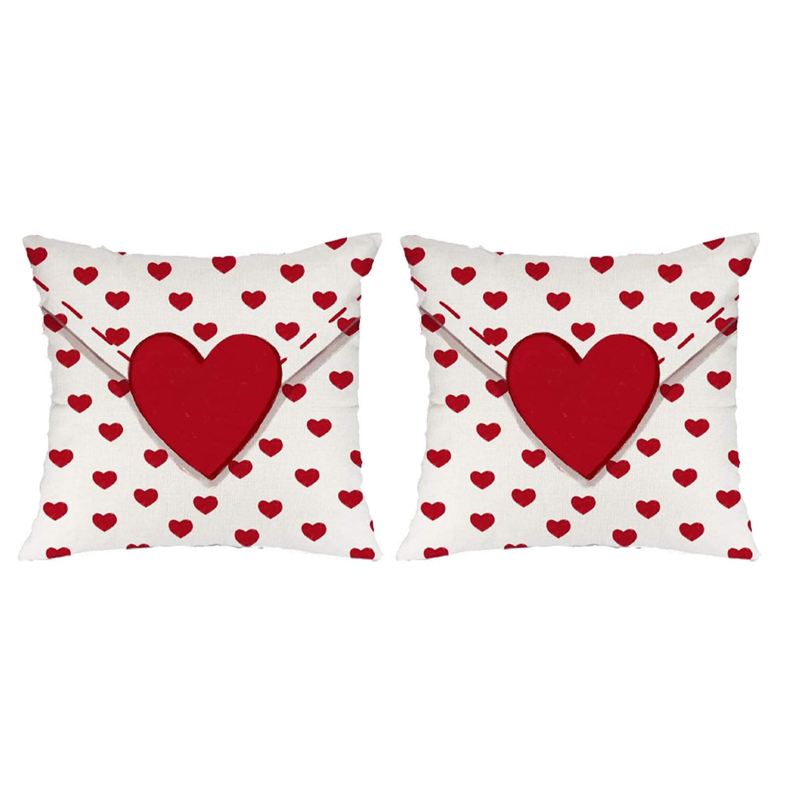 Msioytog Romance Throw Pillow Cover for Valentines ' s Day with Heart Design Soft Fabric Machine Washable and Easy to Clean Washable Cover