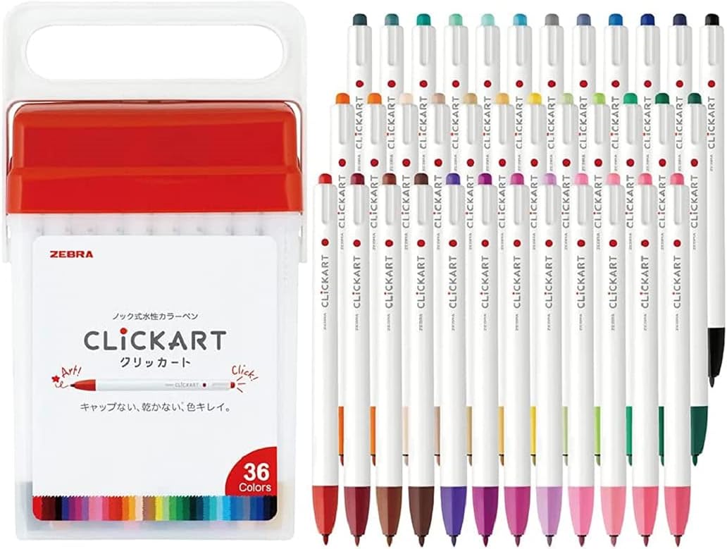 Zebra Clickart Water-Based Pen 36 Colors Case Set New Package WYSS22-36C-N Japan Import With Original Stylus Ballpoint Touch Pen