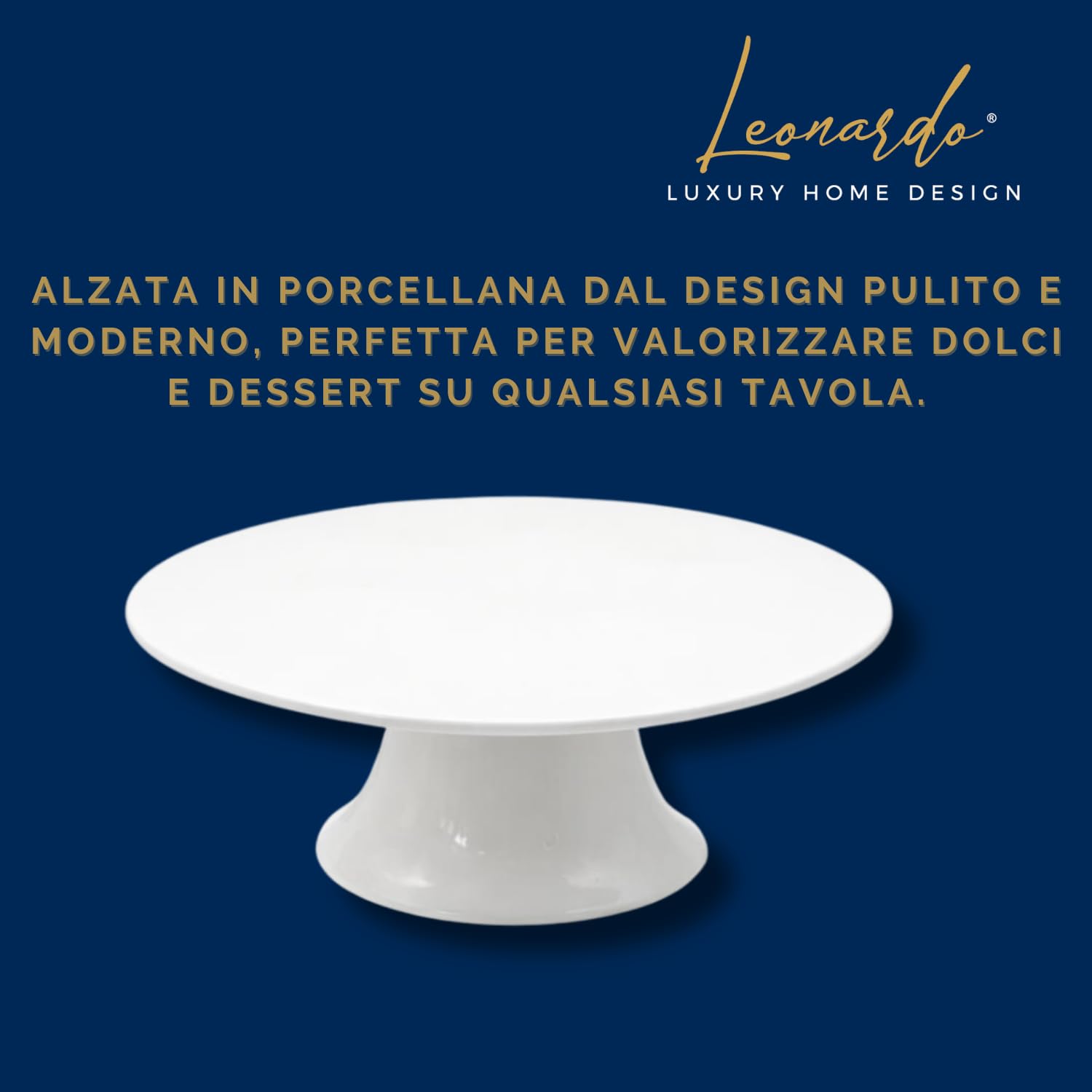 Alzata Porcellana 30 x 9 H cm Piatto Porta Torta Elegante con Base Ideale Dolci Dessert Eventi Buffet Idea Regalo (Senza Cupola)