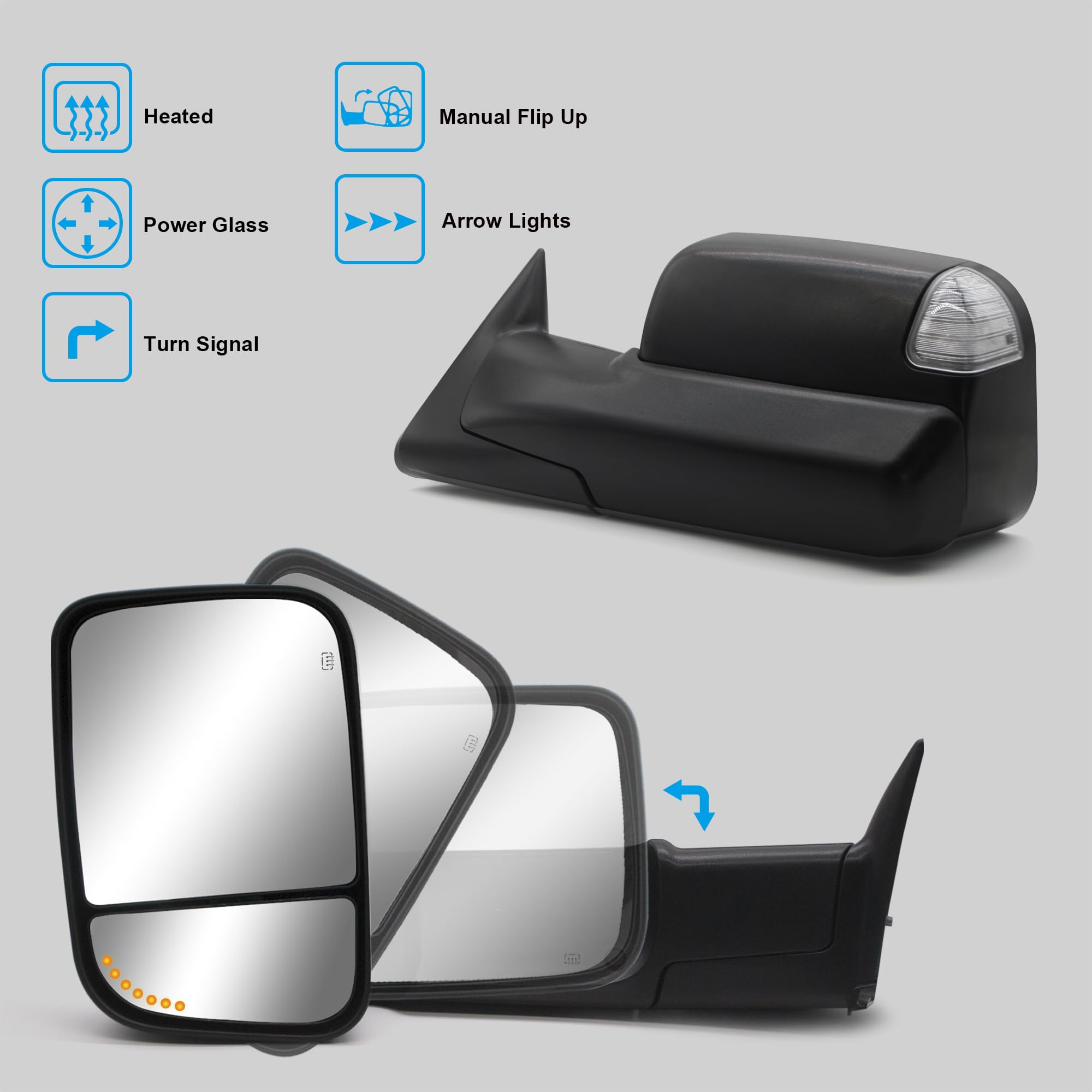 Find 1998-2001 DODGE RAM 1500/2500 POWER HEATED FOD EXTEND TOW TOWING MIRRORS PAIR In CA, LA - Foto 6