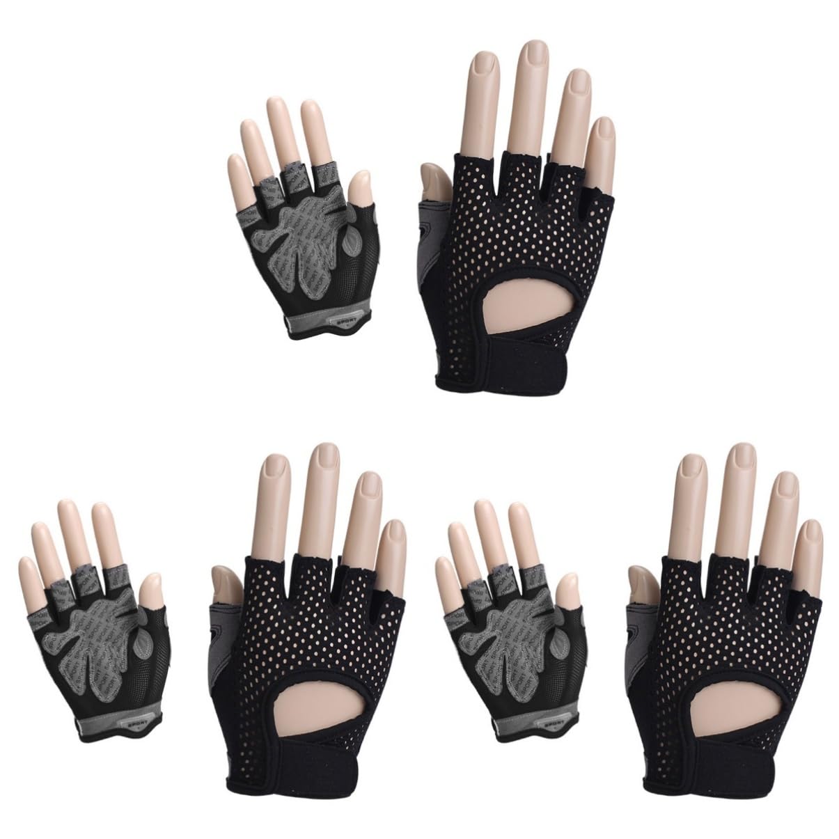 Sosoport 3 Pezzi Guanti Da Fitness Da Donna Con Design A Mezze Dita Guanti Da Allenamento Con Pesi Guanti Sportivi Per Allenamento - Palmo Nero L
