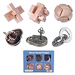 Brain Teaser Puzzle for Adults Puzzles Metal Hole Lock Adult Educational Toy Jigsaw IQ Puzzle6 Pack (Silver)