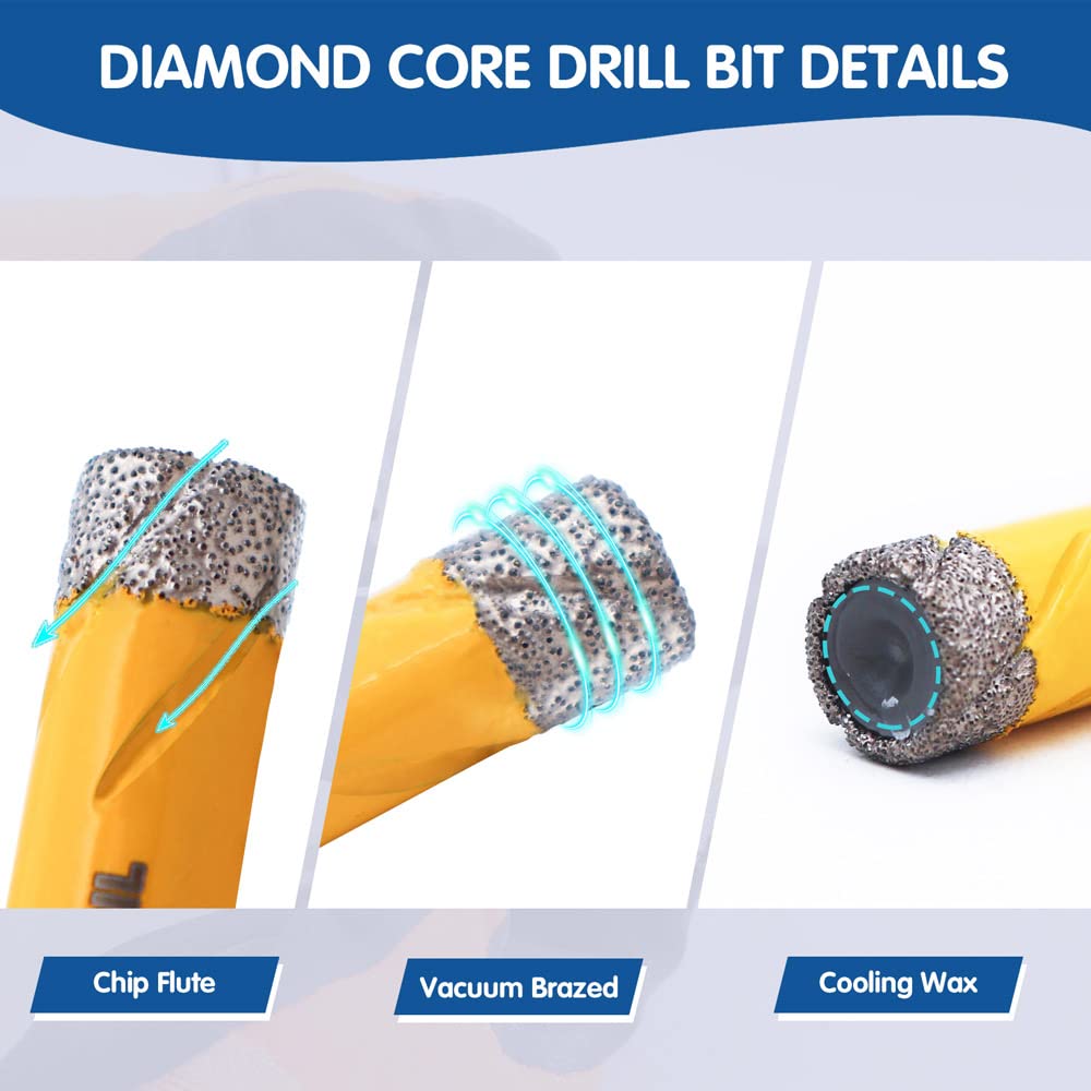 HIGHDRIL Diamantate Punta da trapano per piastrelle,5 pezzi 12MM per Gres Porcellanato Mattone in Marmo Ceramico,compatibile con Bosch Makita,ecc