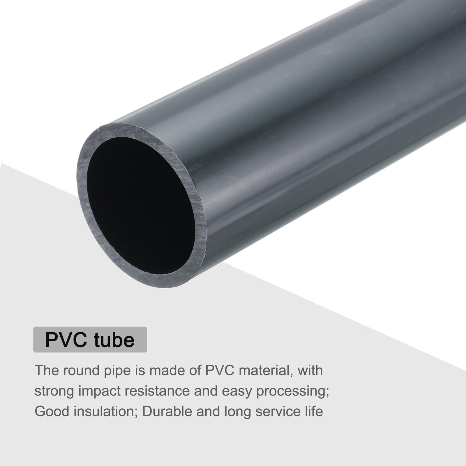 Sourcing Map Tube Rond Rigide En PVC De 2,54 Cm (DI X DE X L) - 20,6 Mm X 26 Mm X 20,32 Cm - Gris Foncé - Résistant Aux Impacts - Pour Tuyaux D'eau