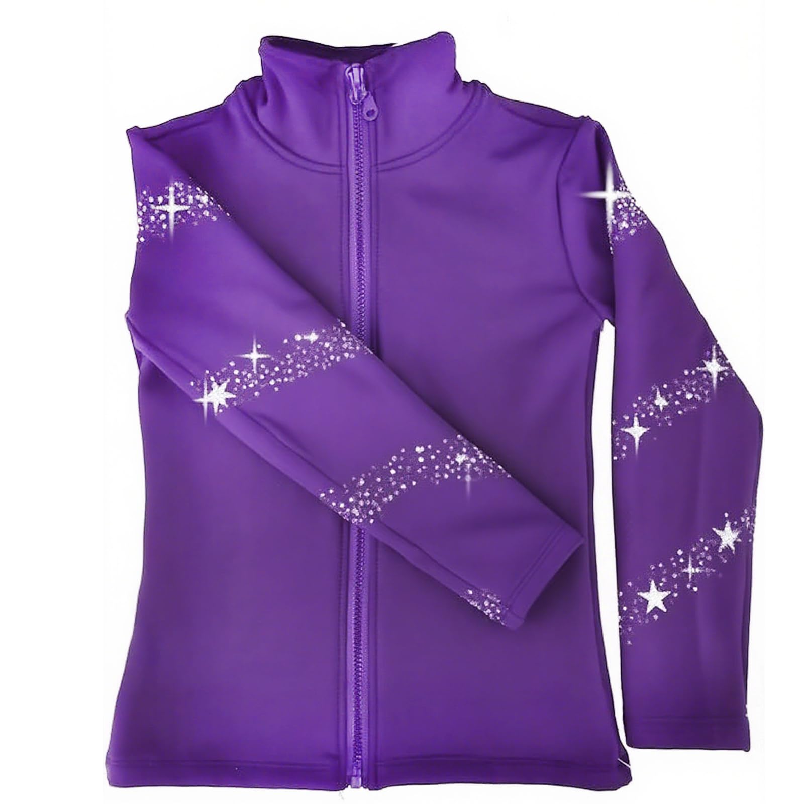 Eiskunstlauf-Trainingsjacke für Mädchen, schwarz, mit funkelndem Strass-Plüsch, Premium-Skating-Trainingskleidung