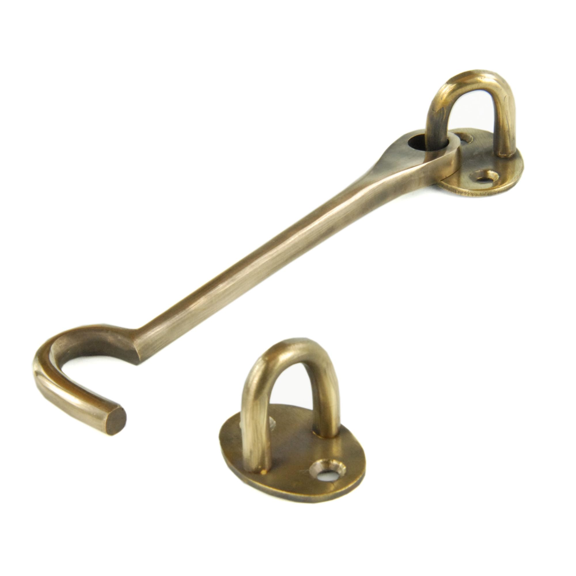 Underground Parts Unlacquered Aged Brass Unlacquered Aged Solid Brass Cabin Hook Door Latch Cabinet Lock Gate Catch 150Mm 6"