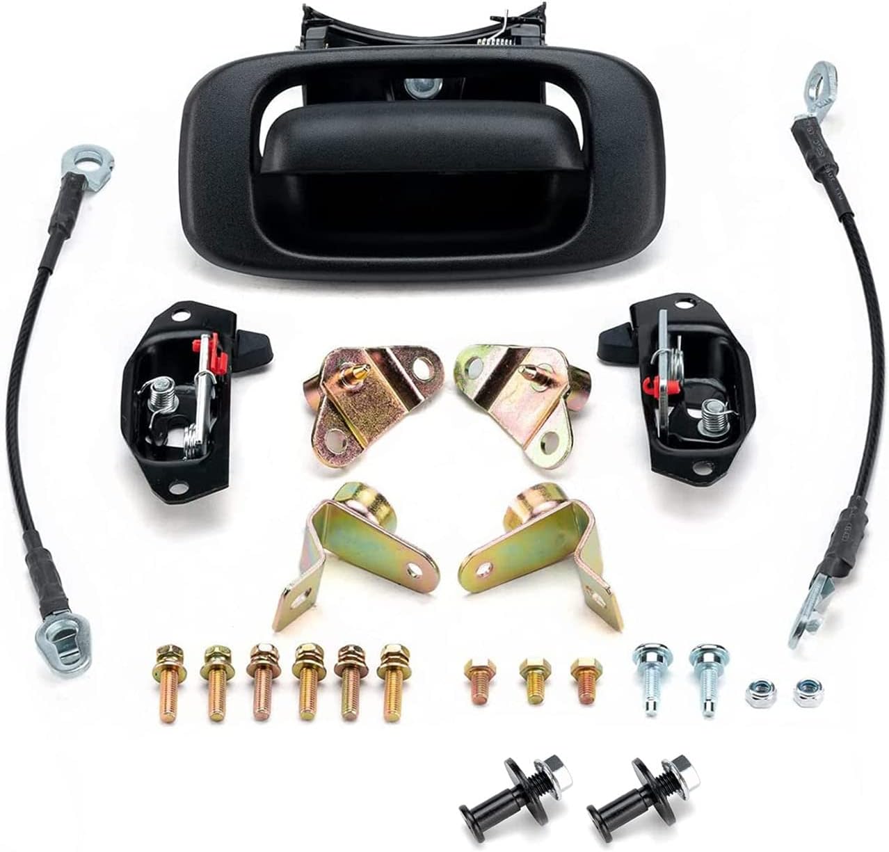 Tailgate Hardware Rebuild Kit Fit for 1999-2006 Chevrolet Silverado Fleetside GMC Sierra 1500 2500 3500 (All Kit)-Tailgate Handle Bezel Latch and Cables Rods