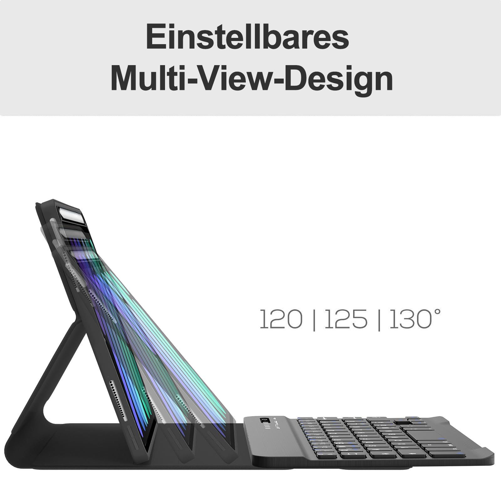 IVEOPPE Toetsenbordhoes Voor IPad Mini 7 (2024) En Mini 6 (2021) - 8,3 Inch - Afneembaar Bluetooth QWERTZ - Met 7 Kleuren Achtergrondverlichting - Penhouder - 3 Kijkhoeken