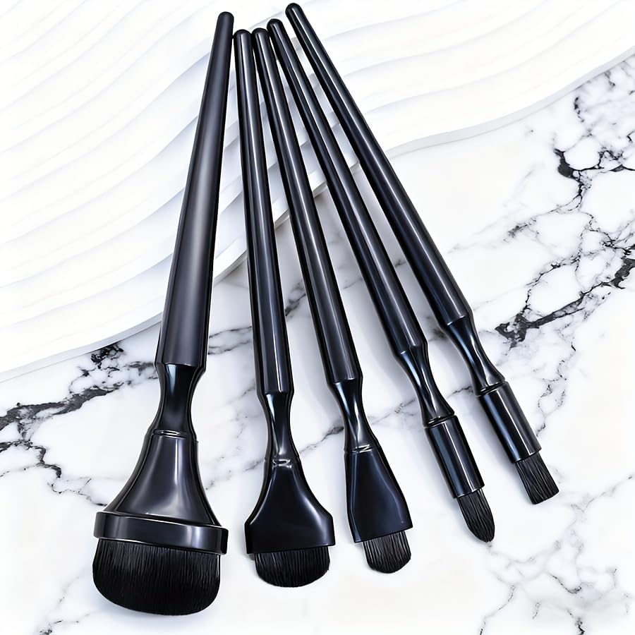 Ergonomic Handle Painting Brush Set, 2/3/5pcs Black Professional Art Brushes for Oil, Watercolor, Ink and Charcoal, Durable Plastic Grip for Precision Control, Ideal for Chalk, Pastels and Embossing